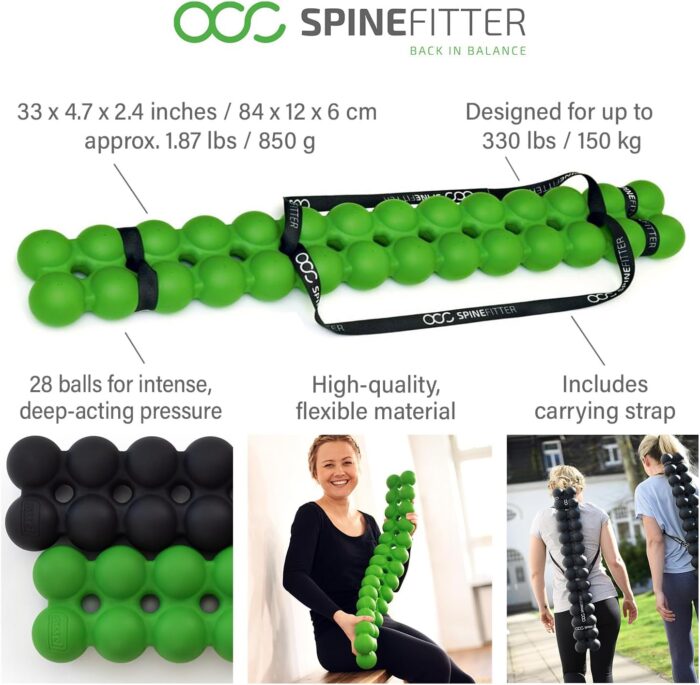 Sissel Spinefitter ® Green | Massager for Back & Balance | Back Trainer Releases Tension & Blockages | Ideal for Pilates and Yoga | For Relaxing the Spine | For Home & Practice - Image 4