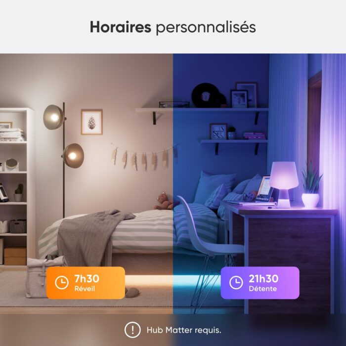 Nanoleaf Matter Essentials 2 Pack Wifi Smart LED Bulbs E27 Smart RGBW Smart Lights, Custom Timetables, App/Voice Control (Compatible with Alexa, Apple, Google), Living Room Office Gaming - Image 3