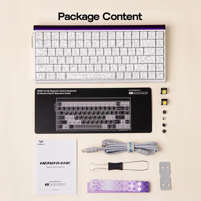 EPOMAKER Aula Hero84 HE Wired Hall Effect Keyboard with RGB Lightbox, 0.01mm Adjustable Actuation, 8KHz Polling, 0.125ms Latency, Snap Key, SOCD, Magnetic Gaming Keyboard (White Topographic) - Image 8