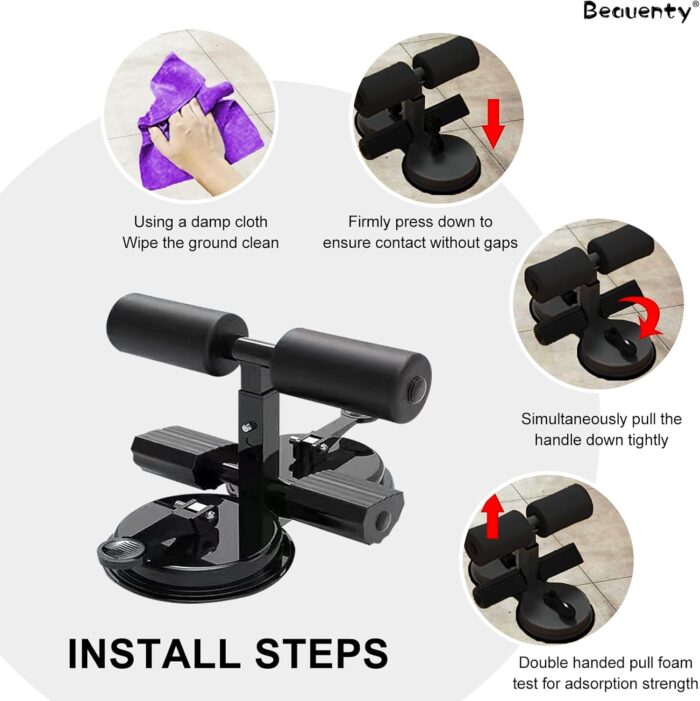 Beauenty Portable Sit Up Bar Foot Holder with Greater Suction, Adjustable Height, and Multi-Functional Exercise Options – Safe & Comfortable Sit Up Machine for Home & Outdoor Workouts - Image 5