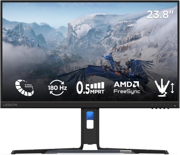 Lenovo Legion R24e Gaming Monitor, 23.8"FHD IPS, 180Hz Refresh, 99% sRGB, 0.5 ms (MPRT), Tilt, Swivel, Pivot, Height Adjust Stand, Eye Comfort 2.0, Gaming Console Support, 3Yrs Warranty [67CCGAC4AE] - Image 1