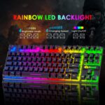 FELICON Gaming Keyboard and Mouse Combo,88 Keys Compact Rainbow Backlit Mechanical Feel Keyboard,RGB Backlit 6400 DPI Lightweight Gaming Mouse with Honeycomb Shell for Windows PC Gamers (Black) - Image 2