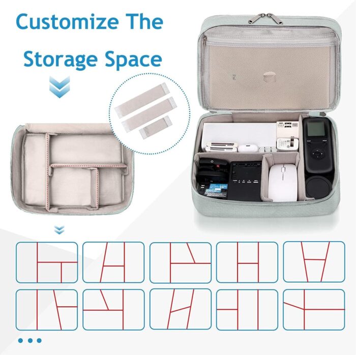 Travel Electronics Organizer, Double Layer Waterproof Cable Organiser Bag for Electronic Accessories, Universal Carry Bag for Charger, Phone, Hard Drive, Cord, Tablet (Grey) - Image 4