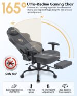 PZDO Computer Chair Fabric Gaming Chair, Ergonomic Gamer Chairs with Footrest, Cloth Gaming Chairs for Adults and Teens, Reclining PC Office Chair with Headrest & 3D Armrest, 350 lbs, (Deep-Grey) - Image 6