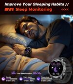 HIRREO Military Smart Watch for Men, 1.85'' HD Large Screen Smartwatch, Flashlight/IP68 Waterproof/800mAh/Pedometer/100+ Sports Fitness Tracker, Mens Smart Watches for Android iPhone Compatible - Image 8