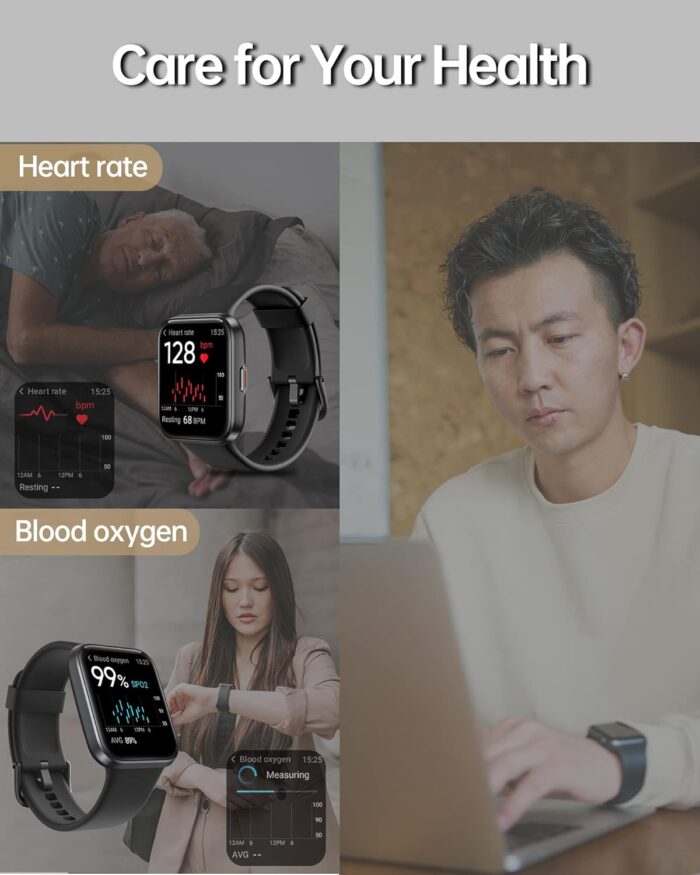 VRPEFIT Smart Watch for Men [Answer/Make Call], 1.7" Touchscreen Fitness Tracker with Heart Rate Blood Oxygen Sleep Monitor Compatible with iPhone & Android, Alexa Built-in, IP68 Waterproof Watch - Image 3