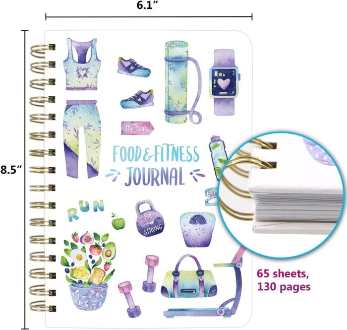 ceiba tree Food and Fitness Journal Meal Journal Diary Workout Wellness Log Notebook Planner Weight Loss Diet Meal Exercise Training Health Tracker 6.1" x 8.5" Hard Cover - Image 2