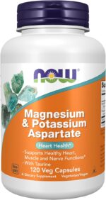 NOW Supplements, Magnesium & Potassium Aspartate with Taurine, Heart Health*, 120 Veg Capsules