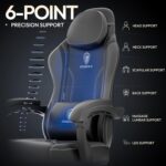 Dowinx Gaming Chair with Pocket Spring Cushion, Ergonomic Game Chair with Footrest and Massage Lumbar Support for Adults, High Back Leather Computer Chair for Office Gaming 300LBS, Grey - Image 6
