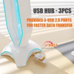 jomtown RGB Headphone Stand White and Gaming Headset Stand with 3-USB Hub, Featuring 6 LED colors + Breathing Light Mode, suitable for various places,The Ultimate Gaming Accessory for Gamer - Image 3