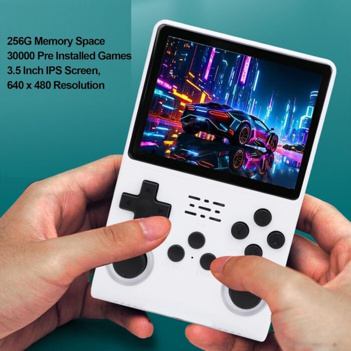 Retro Gaming Console, Handheld Game Console 3.5 Inch 640x480 Screen, Retro Video Game Console 256GB Memory 30000 Games Built in 45 Emulator (White) - Image 2