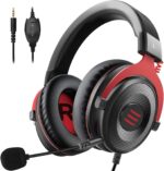 EKSA Gaming Headset, Wired PS4 Headset with Noise Canceling Mic, Over-Ear Gaming Headphones Compatible with Xbox One Controller, for PS4, PS5, PC, Laptop (E900-Red) (E900-Red)