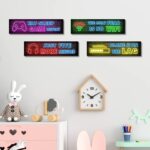 Simimi art 4 Pcs Printed Neon Gaming Posters, Teen Boys Room Decorations, gamer wall Decor for bedroom Wooden - Image 4