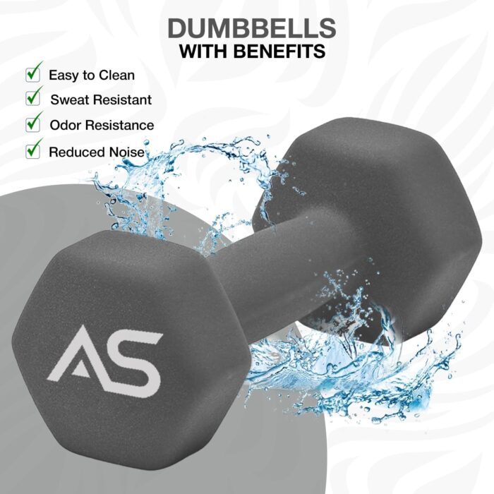 Allure Sphere Neoprene Dumbbell Set For Home Gym Exercise - Anti Slip Fitness Equipment For Pilates, Cardio, Training - Anti Sweat Hex Dumbbells in 1Kg 2Kg 3Kg 4Kg 5Kg In Pair - Image 7