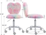 DM Furniture Small Kids Chair, Cute Heart Girls Desk Chair, Rolling Study Chair Furry Pink Computer Chair, Faux Fur Swivel Vanity Chair for Children Bedroom/Study, Colorful - Image 3