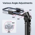 ULANZI MT-70 Extendable Tripod, 63" Selfie Stick Vlog Tripod Stand with 2 Phone Clips, 360 Rotate Dual Camera Holder for iPhone, Sony, Canon, GoPro, Lightweight for Travel, Black - Image 3