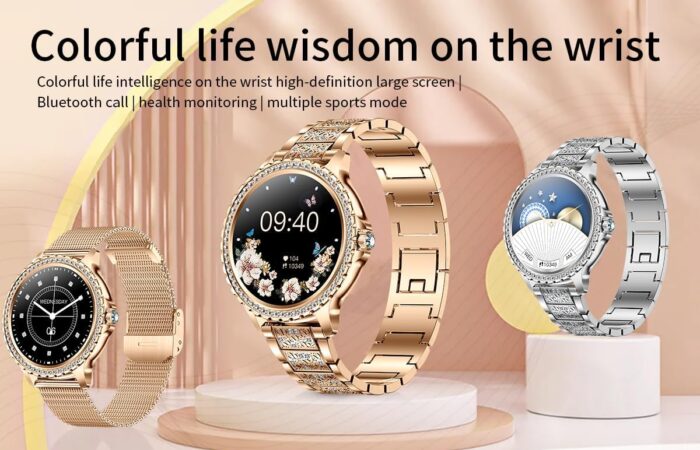 Smart Watches for Women (Answer/Make Call) with Diamonds, 1.3”HD Screen Bluetooth Smartwatch for Android iOS Phones, IP68 Waterproof Fitness Activity Trackers with Heart Rate/SpO2/BP/Sleep Monitor - Image 3