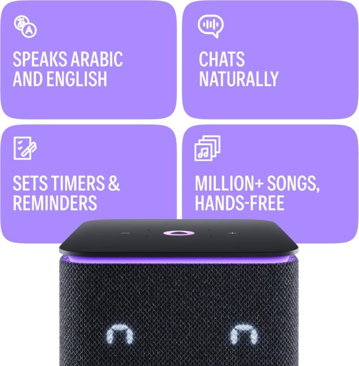 Yango Yasmina Midi | Smart AI Speaker | Premium Sound, Deep Bass & Stereo Pairing | Speaks English, Arabic | YangoPlay gift unlimited Movies, Series, Music, Quran | kids teacher & translator | Black - Image 5