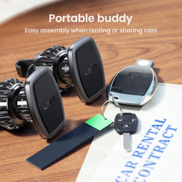 LISEN 2 Pack Magnetic Car Phone Holder Car Mobile Phone Holder Hands-Free Vent 6 Metal Plates Fit All iPhone 16/15/14/13/12 Pro Max Plus, Samsung Galaxy S25 Ultra S24 - Image 8