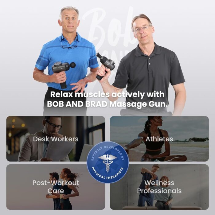 BOB AND BRAD C2 Massage Gun, Deep Tissue Percussion Massager Gun, Handheld Muscle Massager with 5 Speeds and 5 Heads, for Home Gym Office Workout Recovery Pain Soreness Relief, Gifts for Men Women - Image 9