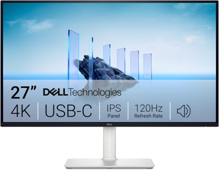 Dell 27 Plus USB-C Monitor – S2725QC, 4K UHD (3840×2160), 120Hz, IPS, 4ms, AMD FreeSync Premium, 99% sRGB, Height Adjustment, Built-in Speakers, 2 USB-C, 2 HDMI, 3 Year Warranty