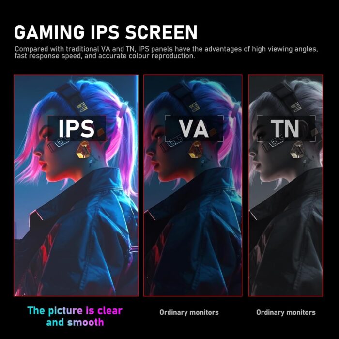 Gawfolk 24.5 Inch FHD 200Hz IPS Flat Gaming Monitor 1080P Computer Monitor 1920x1080 Display Screen 1ms(GTG) 240cd/m² 99% sRGB Suitable for games, entertainment, and office (Built-in Speakers) - Image 4