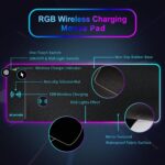 HYRAINBOW Gaming Mouse Pad with Wireless Charging, Large Mouse Pad with LED Light, Keyboard Pad with Non-Slip Rubber Base,Waterproof Desk Pad for Home Office Décor - Image 2