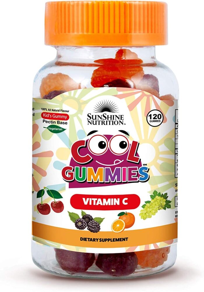 Sunshine Nutrition Vitamin C Cool Gummies For Kids 120 Gummies | 100% All Natural Flavor | Gluten Free