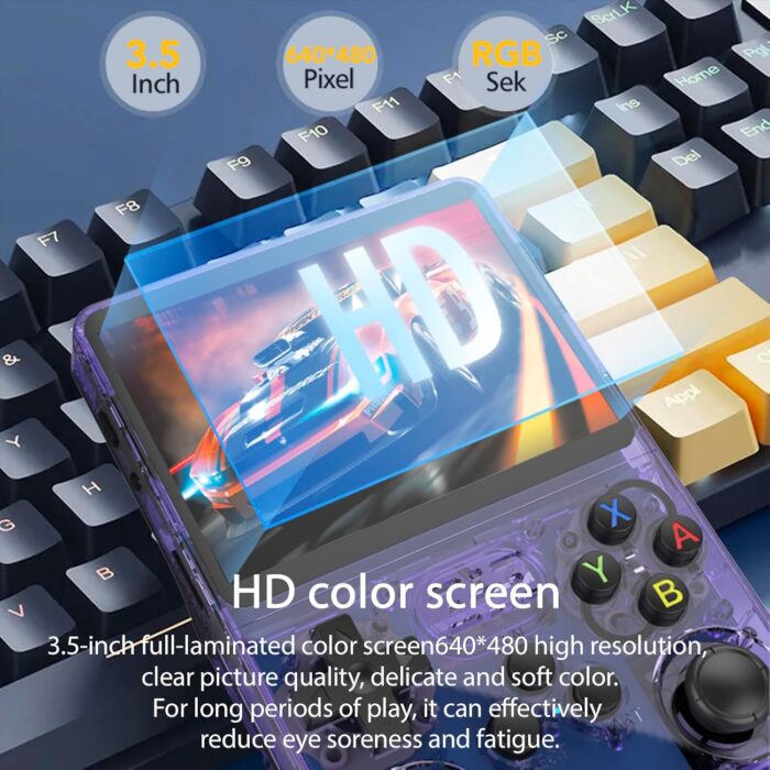 Eacam Handheld Game Console Dual Joysticks Game Player with Back R/L Buttons Built-in Games 3.5-inch Color Screen RK3326 2500mAh Rechargeable Battery - Image 3