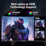 24 Inch Curved Gaming Monitor, 180Hz/144Hz FHD 1080P, 120% sRGB, 1ms, AMD FreeSync, Low Motion Blur, VESA Wall Mount, HDMI 1.4 & DP 1.2 – Black - Image 4