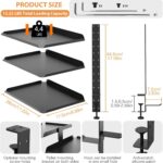 TERRIFI Desktop or Under Desk 3-Tier Shelving Unit, Clamp-On Shelf Organizer with Adjustable Metal Storage Tray and Headphone Stand, No Drilling Anti-Slip Desk Storage Shelf - Image 2