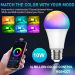 SKY-TOUCH 2Pcs Smart Led Bulb E27 Remote Control Color Adjustable Light Works With Amazon Alexa/Echo Google Home/Assistant, 190V/240V, 10W, 800 Lumens - Image 5