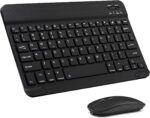 Xukinroy Ultra-Slim Bluetooth Keyboard and Mouse Combo Rechargeable Portable Wireless Keyboard Mouse Set for Apple iPad iPhone iOS 13 and Above Samsung Tablet Phone Smartphone Android Windows (Black)