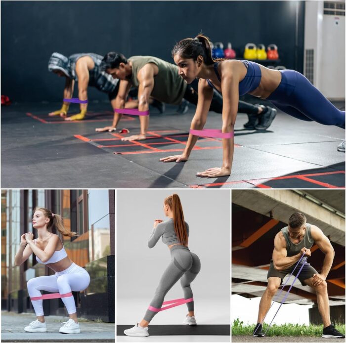 BEANPRECOY 5 Pcs Resistance Bands, Exercise Resistance Bands, Rubber Resistance Loop Bands with 5 Different Resistance Levels with Carrying Pouch for Home Workout, Strength Training, Yoga, Pilates - Image 5