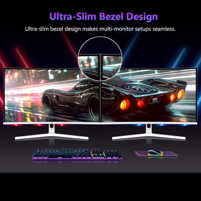 Z-EDGE 27-inch Curved Gaming Monitor - 16:9 Full HD 1920x1080, 300Hz Refresh Rate, 1ms Response Time, Frameless LED Display, AMD FreeSync Premium - DisplayPort & HDMI Ports UG27H White - Image 7