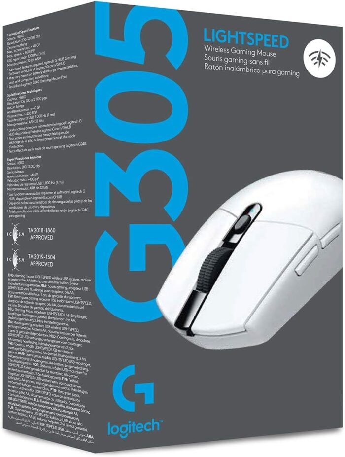 Logitech G305 Lightspeed Wireless Gaming Mouse, HERO Sensor, 12,000 DPI, Lightweight, 6 Programmable Buttons, 250h Battery Life, On-Board Memory, Compatible with PC / Mac - White - Image 10