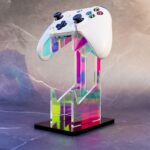 NiHome Iridescent Acrylic 2-Tier Universal Game Controller Headset Holder Stand for PS5 Xbox ONE Switch Colorful Controller Stand Gaming Accessories Anti-Slip Stable Acrylic Clear Headphone Holder - Image 8