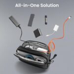Electronic Organizer Travel Case | Water-Resistant Dual Compartment Cable Storage Bag for Charger, Cord, Phone, Hard Drive, Power Bank & Accessories | Travel Essentials (Black) - Image 2