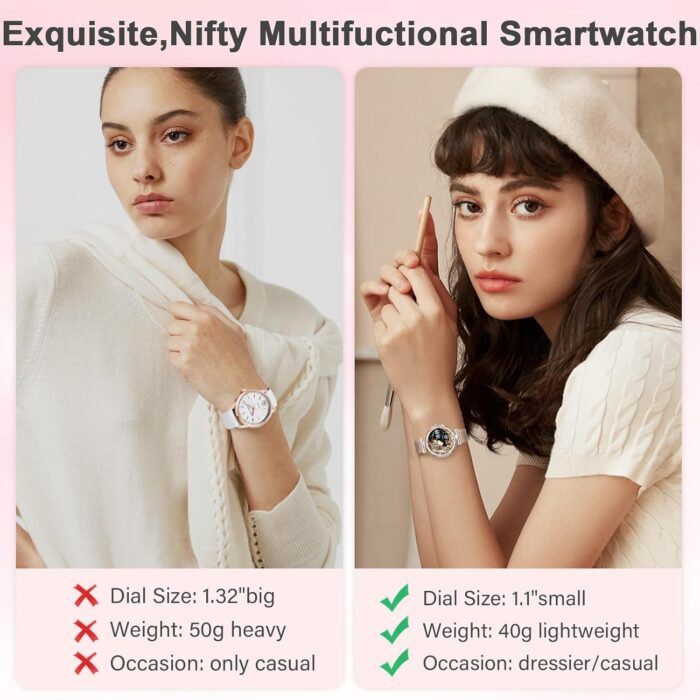 Efolen Smart Watch for Women(Make/Answer Call), 1.19" AMOLED Screen Fitness Tracker 110+ Sports Modes IP68 Waterproof Step Counter/BP/Heart Rate/Sleep Monitor SmartWatches for Android iOS -Rose Gold - Image 8