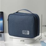Electronics Organizer Bag, Waterproof Portable Travel Case for Cables Chargers Accessories, Multi-Purpose Digital Storage Pouch, Large Capacity, Navy, 1PCS - Image 2