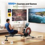 Merach Rowing Machines for Home Use,Quiet Magnetic Rower Machine 16 Levels of Resistance,Dual Slide Rail with Max 160kg Weight Capacity, App Compatible with LCD Monitor - Image 4