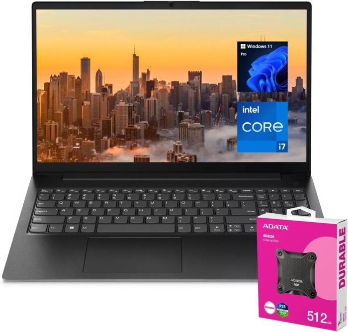 Lenovo V-Series V15 Business Laptop | 15.6″ FHD Anti-Glare | 13th Gen Intel Core i7-13620H | 40GB RAM | 1TB SSD | Webcam | Wi-Fi 6 | HDMI | Windows 11 Pro | Bundle with ADATA 512GB External SSD
