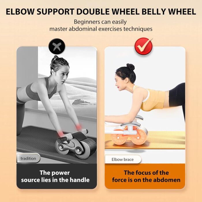 Uota Elbow Support Automatic Rebound Abdominal Wheel，Ab Roller for Abdominal Exercise Machine，Abs Workout Equipment，Dolly Core Strengthening Trainer Fitness Belly Training - Image 3