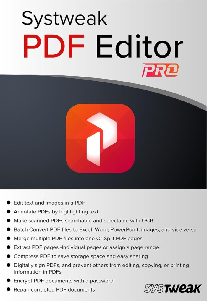 Systweak PDF Editor - Software for Windows - 1 PC, Lifetime | View, Create, Edit, Protect and Sign PDFs | Merge & Split (Via Email Delivery Only - in 2 hours, No- CD), - Image 3
