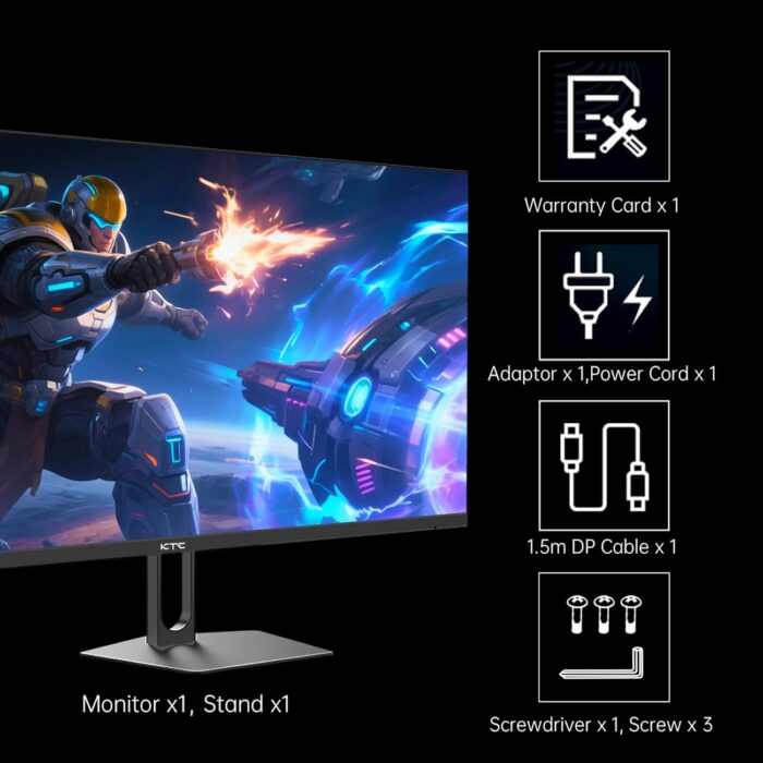 KTC 27 Inch QHD Gaming Monitor, 200Hz 1ms GTG Fast IPS 2K Computer Gamer Monitor, 1440P HDR Frameless with Adaptive Sync, Tilt Adjustment, VESA Compatible, Eye Care, DisplayPort HDMI, H27T22C - Image 9