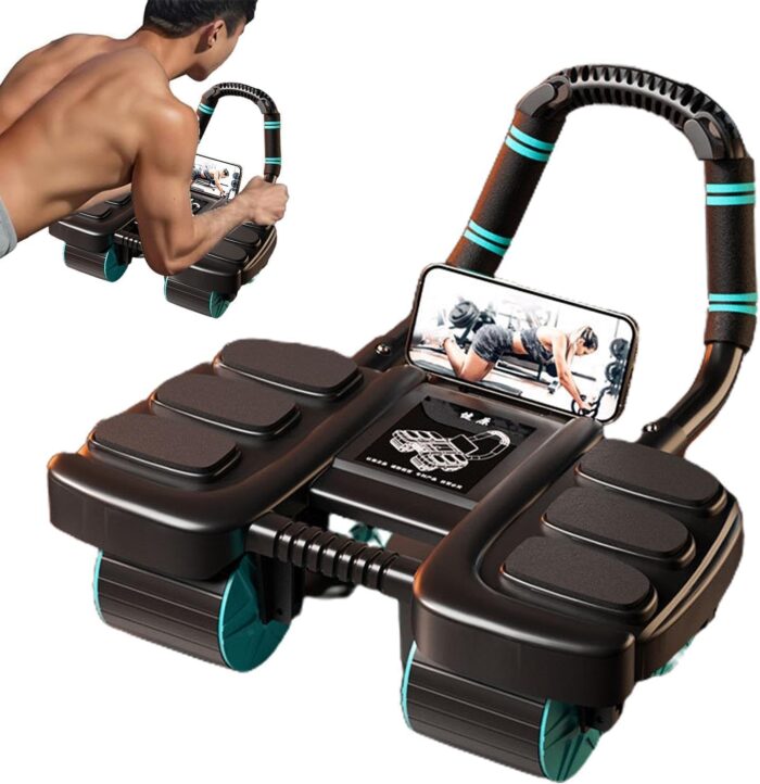 SKY-TOUCH 4-Wheel Automatic Rebound Ab Roller - Ultimate Core Strength Trainer with Elbow Supports, Knee Mat, and Timer for Effective Abs Workouts,36 * 23 * 25cm,Black - Image 9