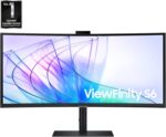 SAMSUNG 34” ViewFinity S65VC Series Ultrawide QHD Curved Monitor, Built-in FHD Camera, HDR10, 100Hz, 350 nit, USB- C, Adjustable Stand, Intelligent Eye Care, LS34C650VANXGO, Black - Image 2