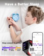 BIGGERFIVE Smart Watch for Kids, Fitness Tracker Watch Pedometer, Heart Rate, 5ATM Waterproof, Sleep Monitor, Alarm Clock, Calorie Step Counter, Puzzle Games, HD Touch Screen for Girls Boys Ages 3-14 - Image 5