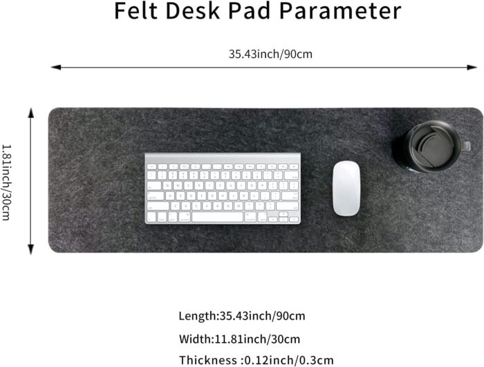 DAWNTREES Large Felt Desk Pad | Computer Mat for Desk(36x12Inches)|Desk Mat for Keyboard and Mouse|Dark Grey - Image 2