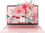 UDKED 14 Inch Laptop, 6 GB RAM SSD Windows 11 Ultrabook, 1920 x 1080 Pixels, Intel Celeron J4105 Laptops (up to 2.5 GHz) Dual Wi-Fi, 2 x USB 3.0 (Rose Gold, 256GB SSD)